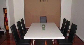 granite dining room table in monochrome