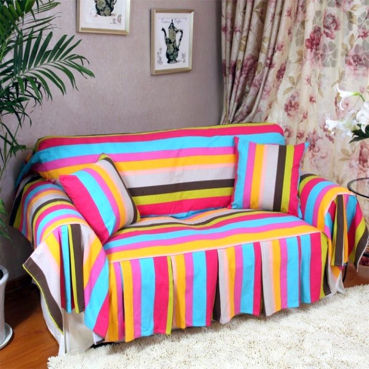 high end slipcover in rainbow color