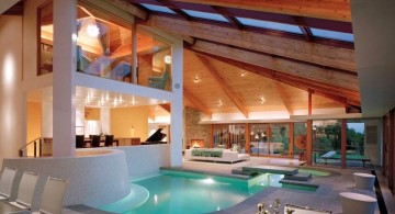 homes with indoor pools with cathedral ceiling and indoor balcony