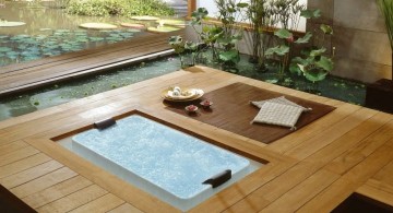 in ground unique tubs with wooden deck