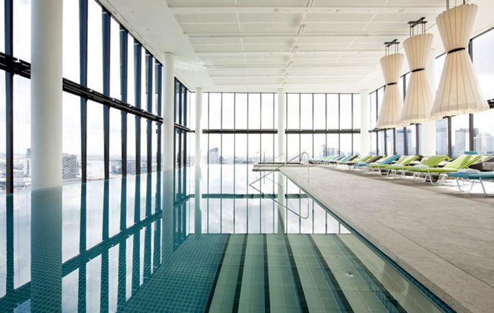 indoor lap pool on roof level