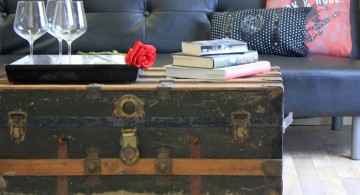 industrial trunk coffee table with wheels