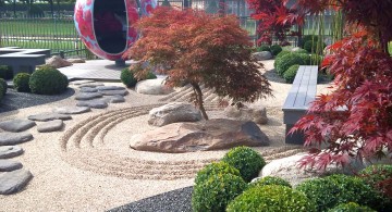 japanese garden designer with giant red statue