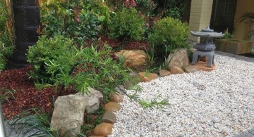 japanese garden designer with small garden lamp