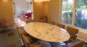 large oval granite dining room table