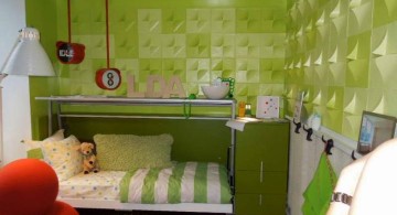 lime green bedroom idea for narrow space