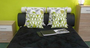 lime green bedroom with wall panel decor