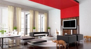 living room tv ideas in black and red room