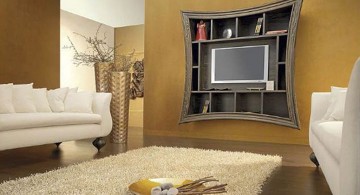 living room tv ideas mounted on unique shelf