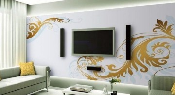 living room tv ideas with beautiful wall decal