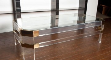 long and low square lucite coffee table