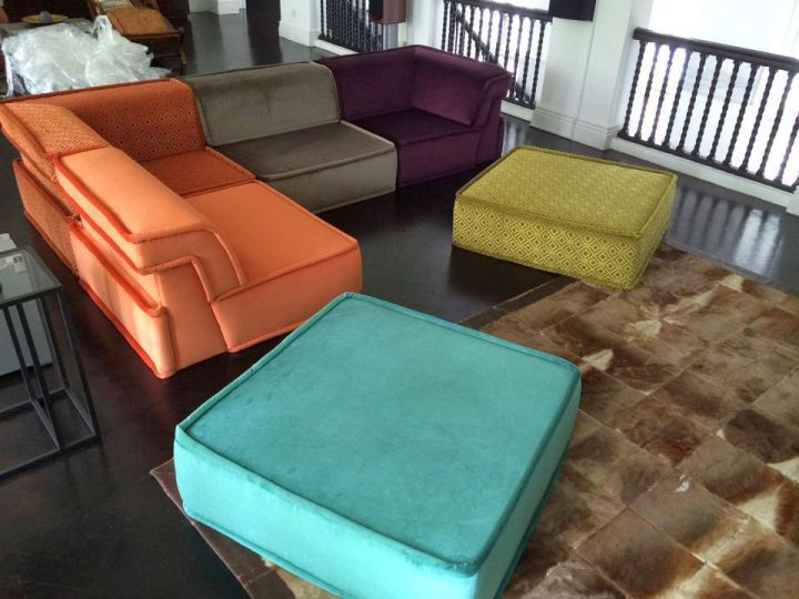 mah jong sofa in color blocks