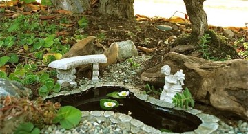 mini japanese garden under a tree