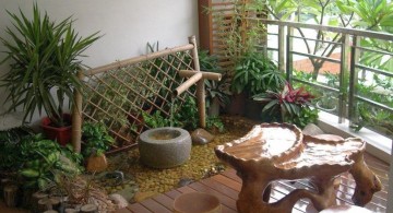 mini japanese garden with bamboo fountain