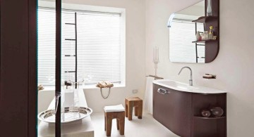 minimalist Asian inspired brown bathrooms