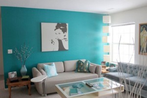 Minimalist Turquoise Living Room Decor Wall Panel 300x200 
