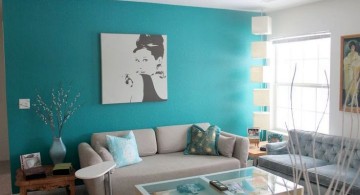 minimalist turquoise living room decor wall panel