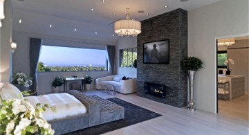 modern and luxurious gas fireplace bedroom