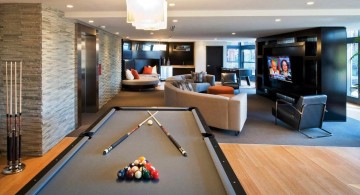 modern basement as game room