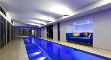 modern basement indoor lap pool