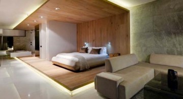 modern bedroom of POD boutique hotel in South Africa featuring wonderful wooden wall panel