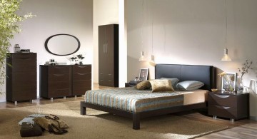 modern brown and blue bedroom