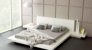 modern floating bed in white and grey