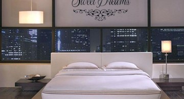 modern floating bed overlooking the city