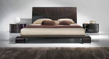 modern floating bed with wide headboard