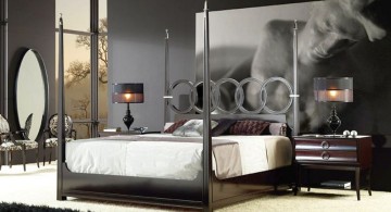 modern four poster bed with linked circles accent