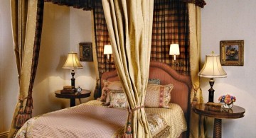modern four poster bed with plush canopy