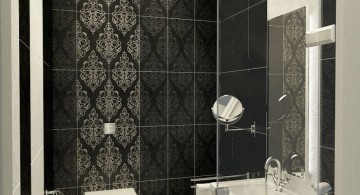 modern glass shower in black and white