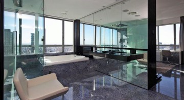 modern glass shower penthouse