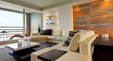 modern minimalist living room with wood wall panel