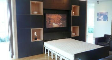 modern murphy bed unit with black background