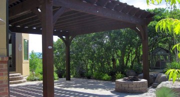 modern pergola kit in dark wood