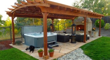 modern pergola kit with outdoor kitchen