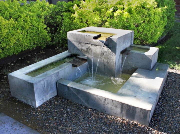 modern water features tiered concrete