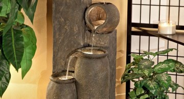 modern water features with stone desi