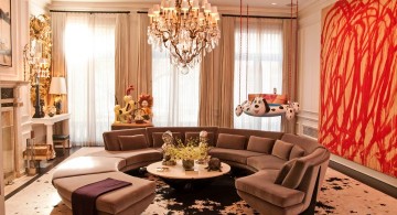 modern with classy chandelier great room furniture layout
