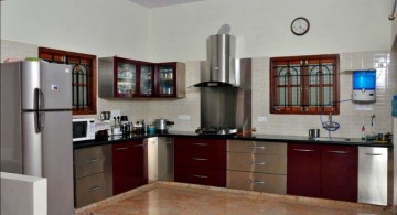 modular kitchen in dark chocolate