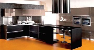 modular kitchen in piano black