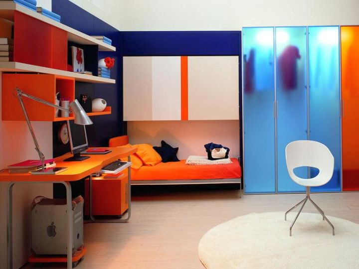murphy bed unit in orange