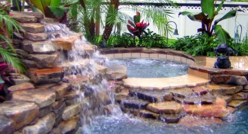 pool waterfall ideas with jacuzzi