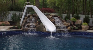 pool waterfall ideas with white slide