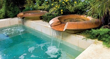 pools with waterfalls with unique fountain