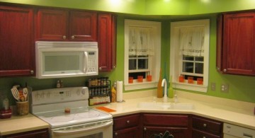 popular cabinet colors red lacquer with green walls