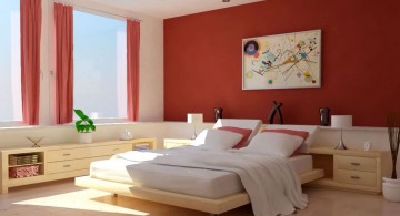 red bedroom walls with white furniture