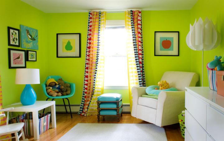 retro lime green bedroom