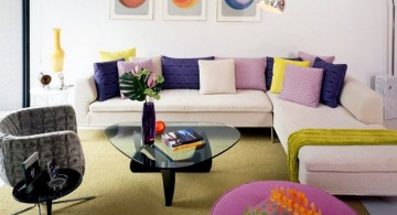 retro modern decor with L shaped sofa